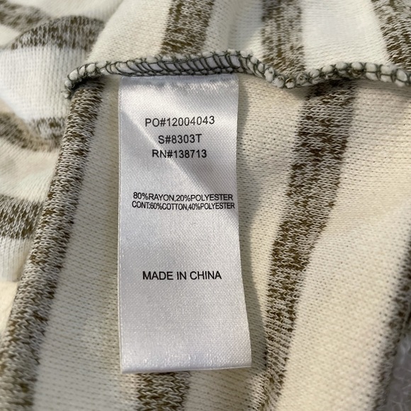 Doe & Rae Green and White Stripped Hoodie. - Picture 8 of 9